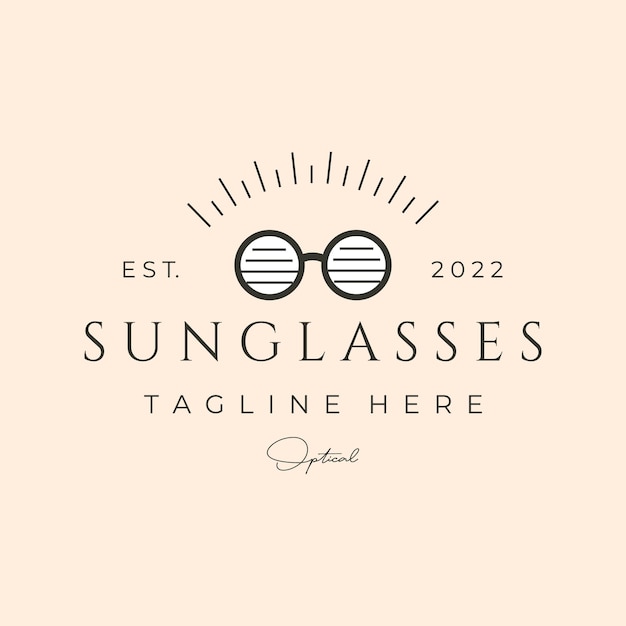 Design de ilustração de símbolo de vetor de logotipo de arte de linha óptica de óculos de sol