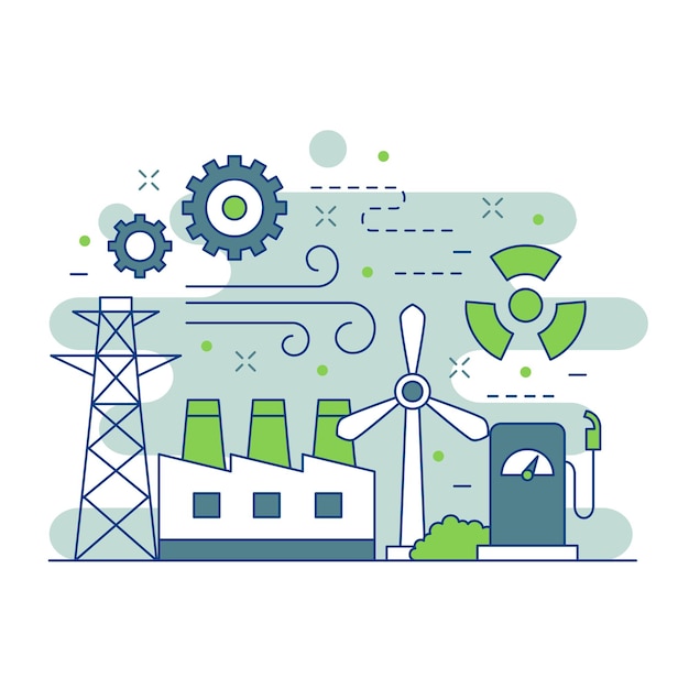 Vetor design de ilustração de site de conceito de energia verde 2