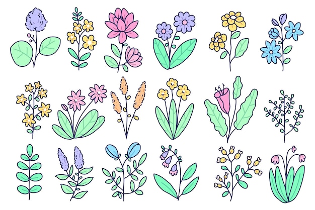 Vetor design de ilustração desenhado à mão de flor fofa