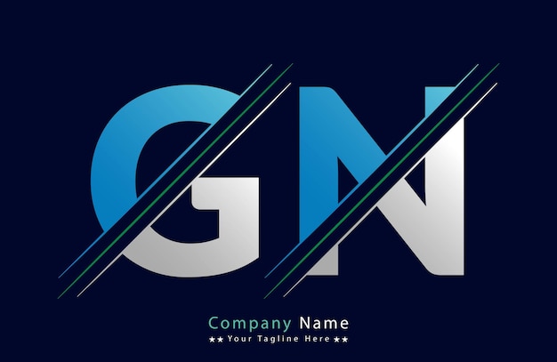 Vetor design de ilustração do modelo de letra do logotipo gn