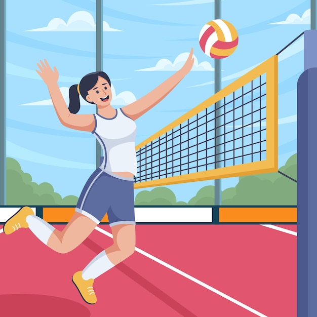 Design de ilustração plana de vôlei esportivo