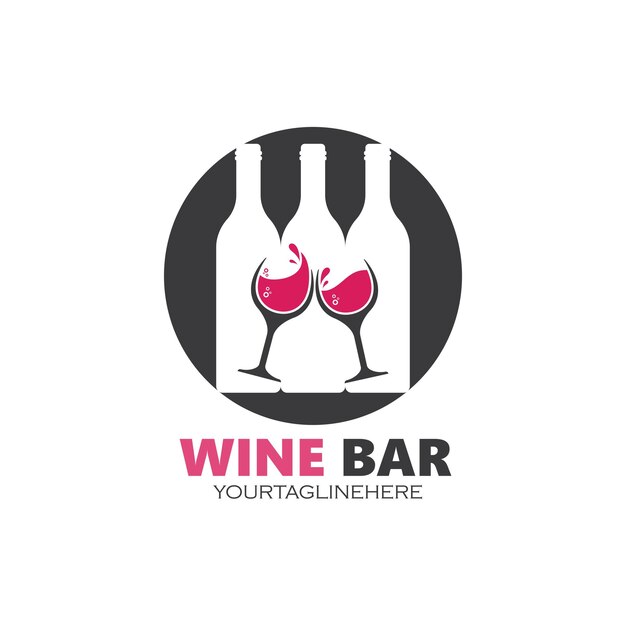 Design de ilustração vetorial de ícone de logotipo de vinho