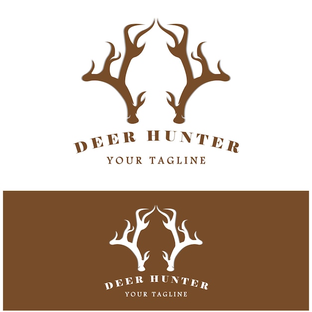 Vetor design de ilustração vetorial de logotipo de chifre de veado caçador com modelo de slogan