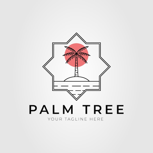 Vetor design de ilustração vetorial de logotipo de contorno de palmeira de verão
