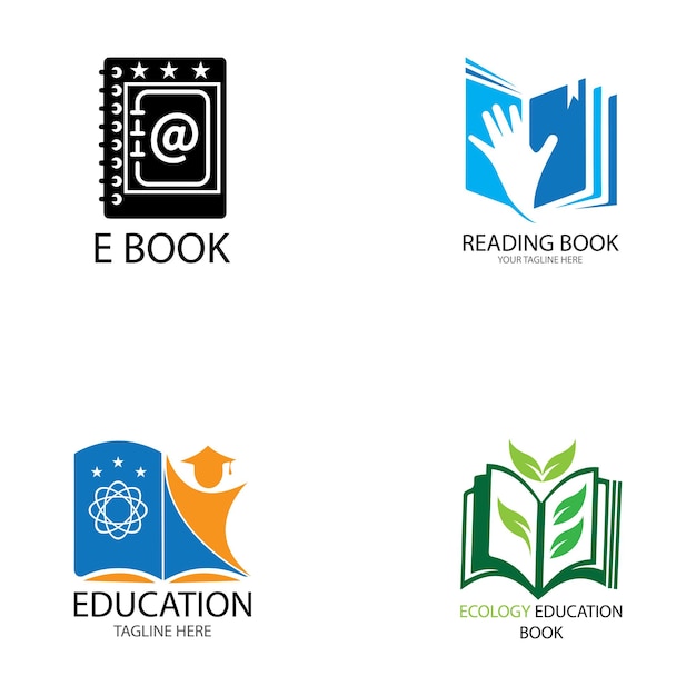 Design de ilustração vetorial de modelo de logotipo de educação de livro