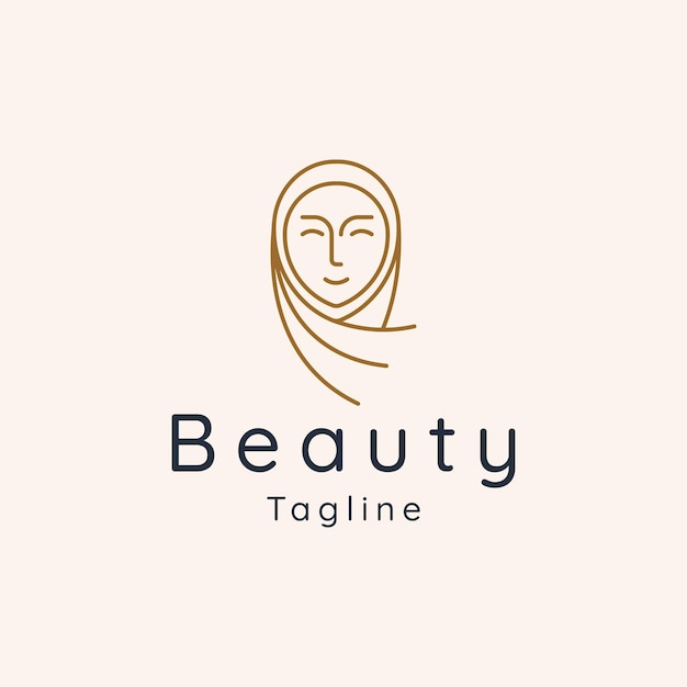 Design de ilustração vetorial de modelo de logotipo de hijab muçulmano