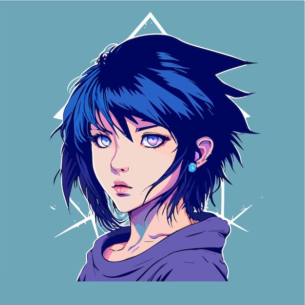 design de ilustração vetorial de personagem de estilo anime jovem. Garota de anime de mangá