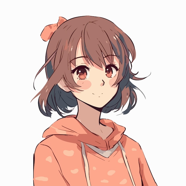 Design de ilustração vetorial de personagem de estilo anime jovem Garota de anime de mangá