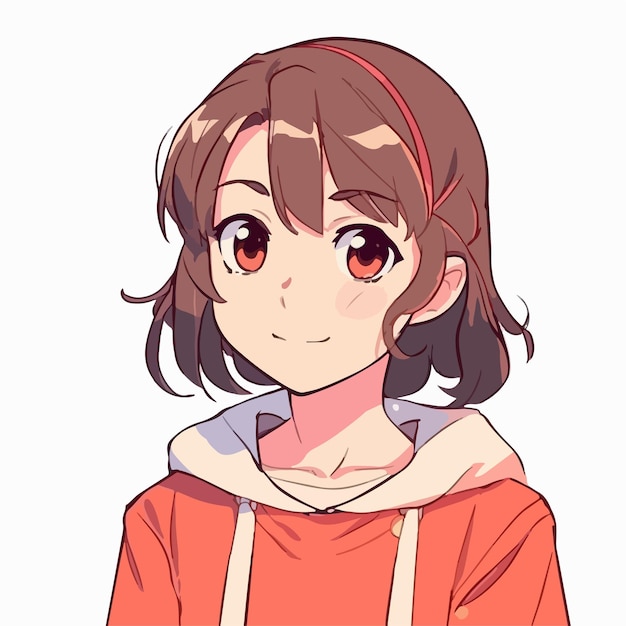 Design de ilustração vetorial de personagem de estilo anime jovem Garota de anime de mangá