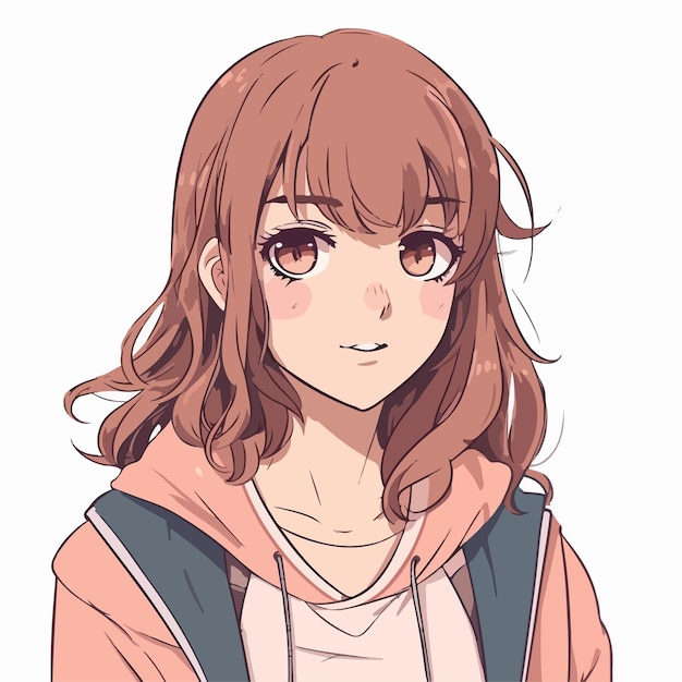 Design de ilustração vetorial de personagem de estilo anime jovem Garota de anime de mangá