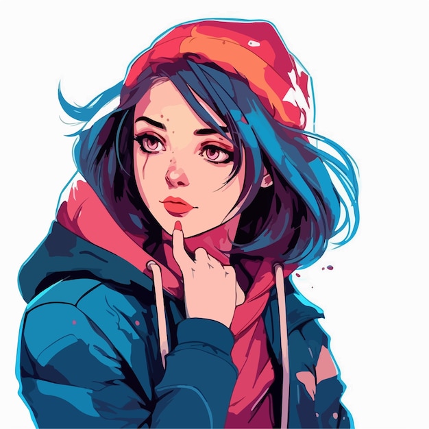 Design de ilustração vetorial de personagem de estilo anime jovem Garota de anime de mangá