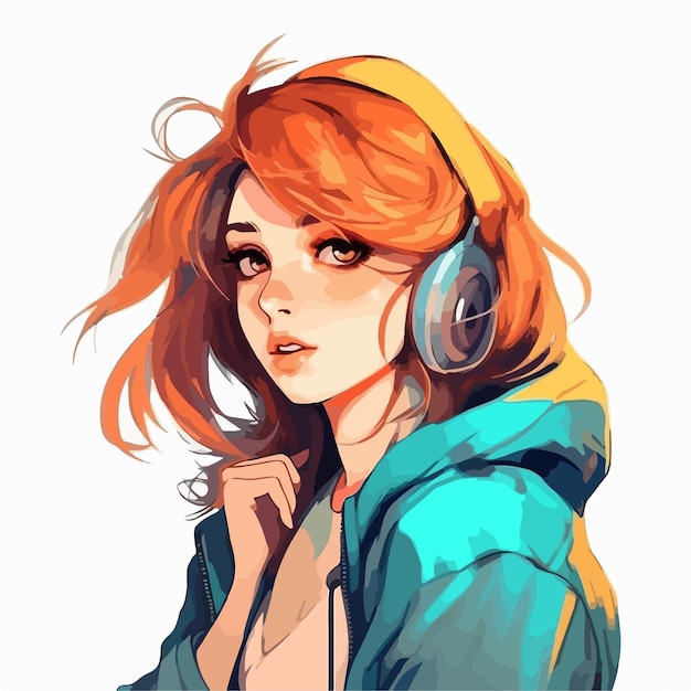 Design de ilustração vetorial de personagem de estilo anime jovem Garota de anime de mangá