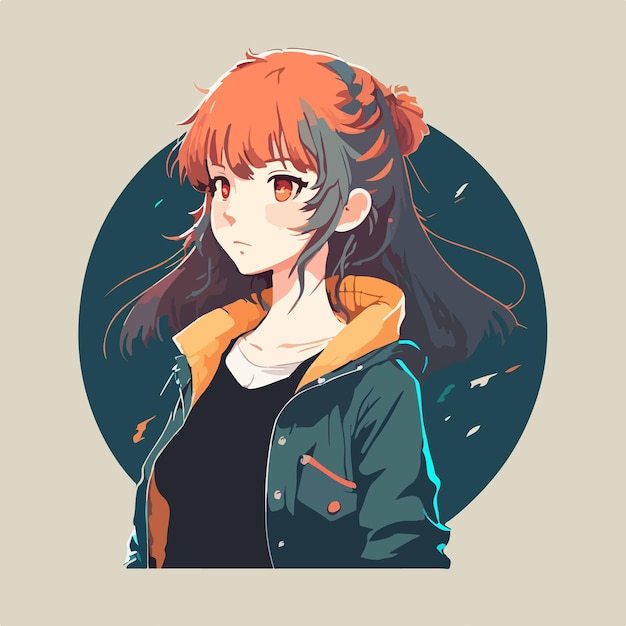 design de ilustração vetorial de personagem de estilo anime jovem. Garota de anime de mangá