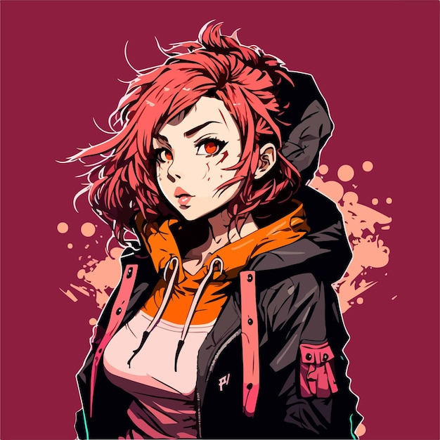 design de ilustração vetorial de personagem de estilo anime jovem. Garota de anime de mangá