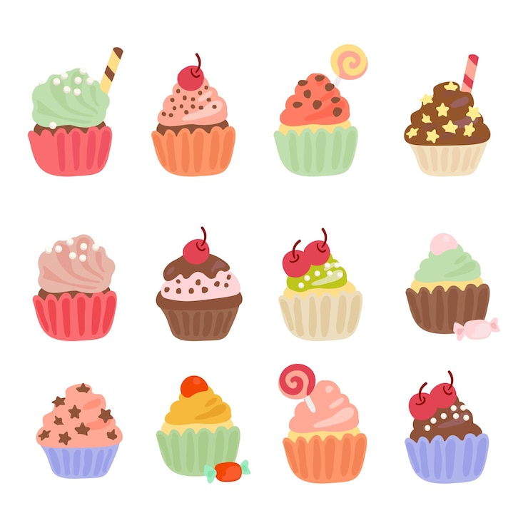 Vetor design de ilustração vetorial de sobremesa de cupcake delicioso
