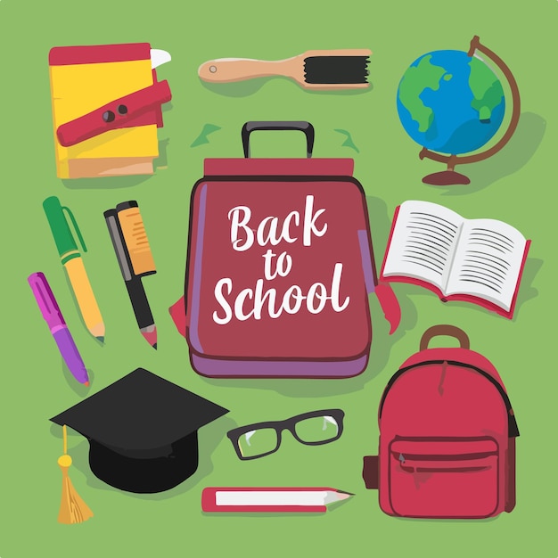 Design de ilustração vetorial plana de Back to School