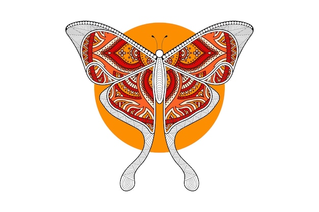 Design de impressão de arte de linha de elemento preto e branco de borboleta vetorial
