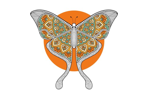 Design de impressão de arte de linha de elemento preto e branco de borboleta vetorial