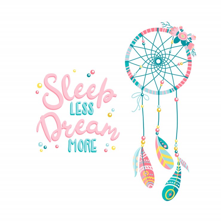 Vetor design de impressão étnica vector plana dreamcatcher com flores em paleta pastel.