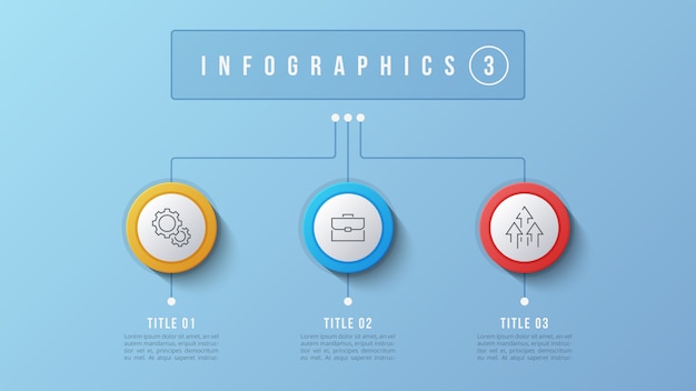 Design de infográfico de 3 opções, gráfico de estrutura, apresentação