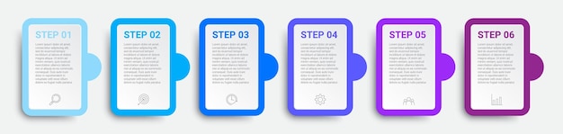 Design de infográfico de linha do tempo com ícones e 6 opções ou infográficos de etapas para o conceito de negócios