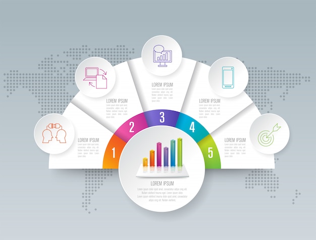 Vetor design de infográficos com etapas ou opções.