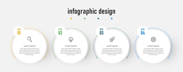 Design de infográficos de quatro linhas do tempo vetor premium