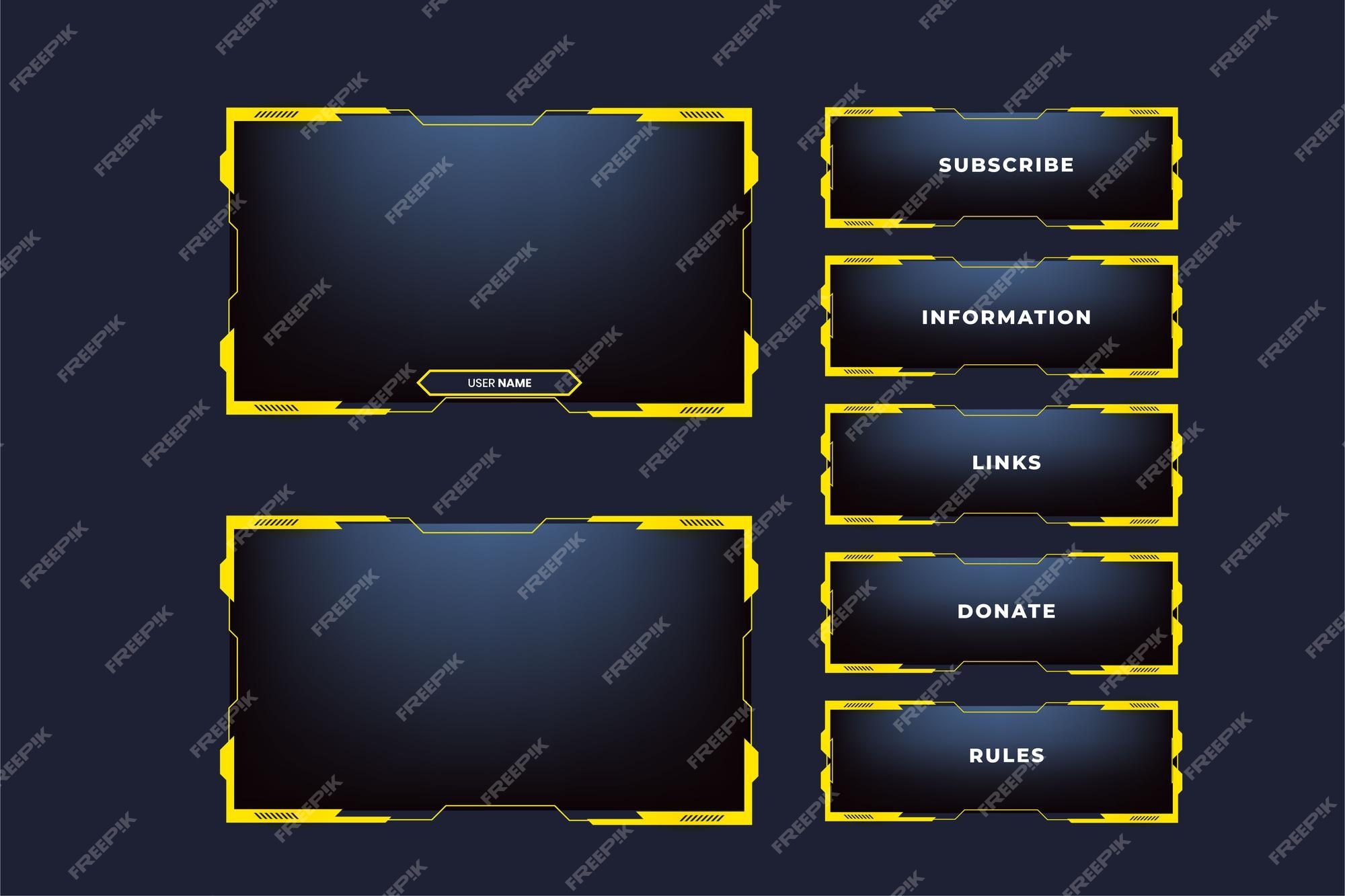 Sobreposição de jogos online ao vivo e design de ícone de streaming com  botões vetor futurista de botão de transmissão ao vivo com formas abstratas  digitais design de sobreposição de tela de