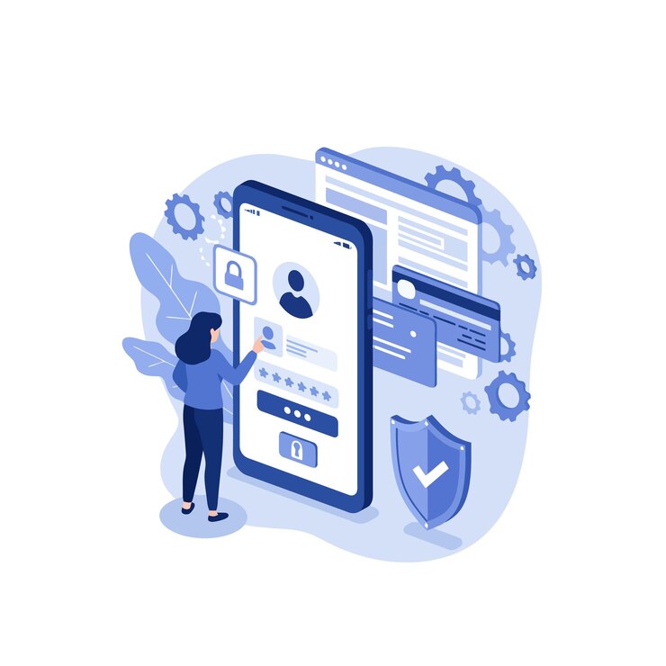 Vetor design de interface de usuário de login de aplicativo móvel seguro