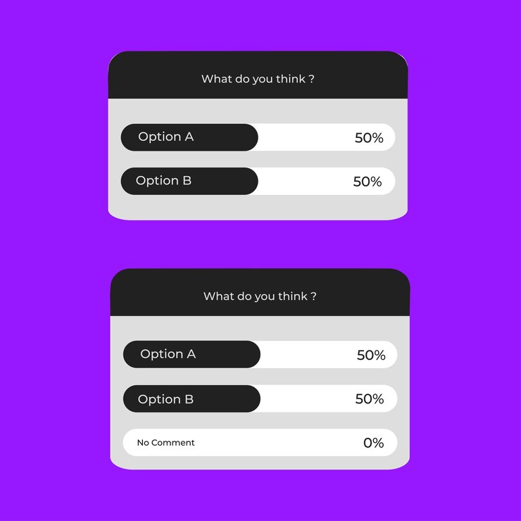 Vetor design de interface de votação simples de ilustração vetorial com duas e três opções.