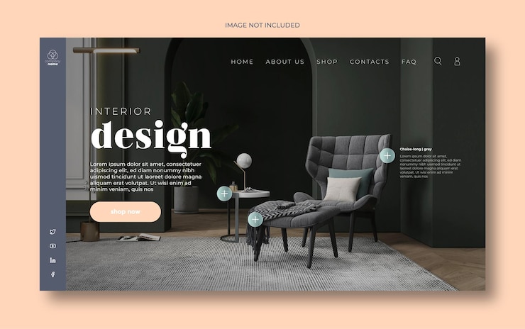 Vetor design de interiores da página de destino