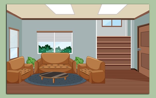 Vetor design de interiores de sala de estar com mobiliário