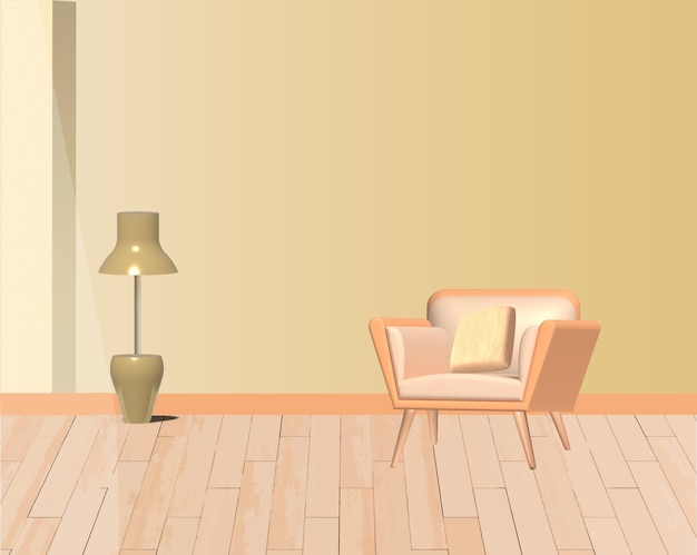 Vetor design de interiores de sala de estar moderna 3d ou ilustração vetorial de interiores
