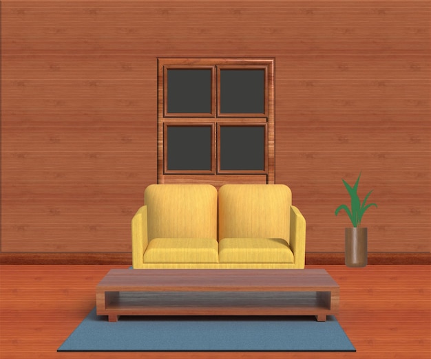 Design de interiores de sala de estar moderna 3d ou ilustração vetorial de interiores