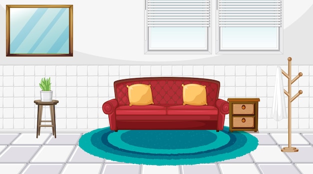 Vetor design de interiores de salas de estar com móveis
