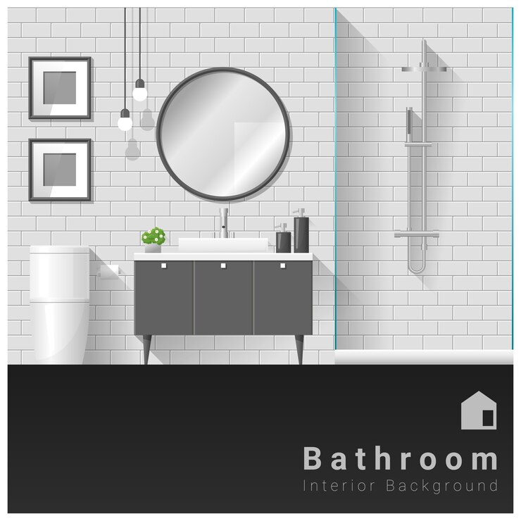Vetor design de interiores modern bathroom background
