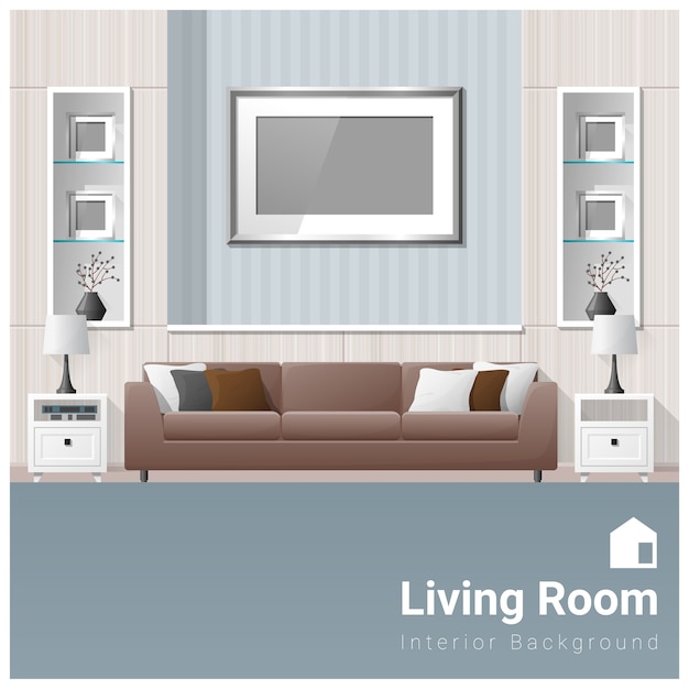 Vetor design de interiores modern living room banner