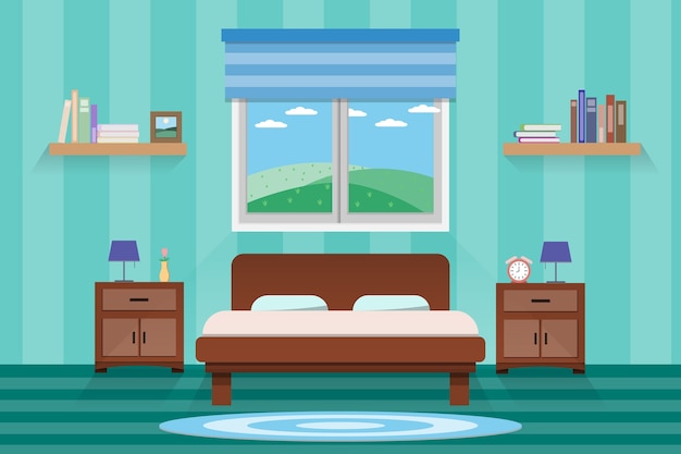 design de interiores quarto com cama e acessório