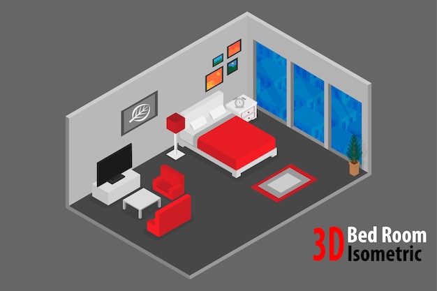 design de interiores quarto com cama e acessório