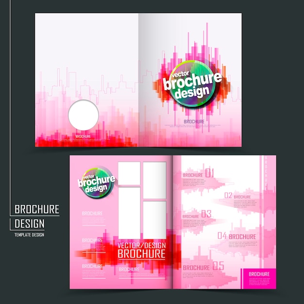 Vetor design de layout de brochura vetorial com estilo de cidade rosa