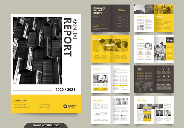 Design de layout de modelo com página de capa para o perfil da empresa e brochuras