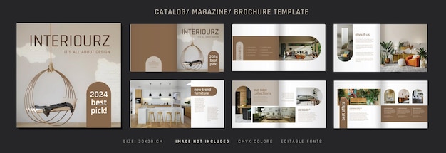 Design de layout de modelo interior de várias páginas com capa para revista de catálogo e brochura