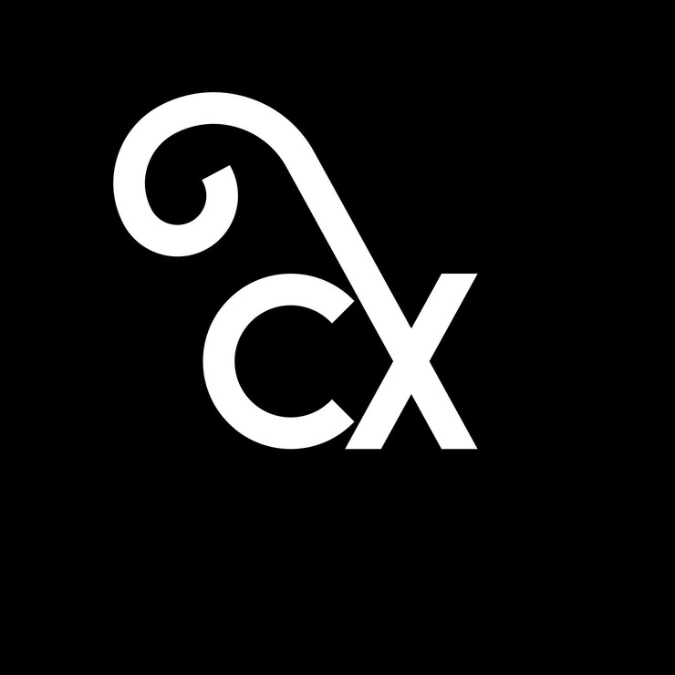 Vetor design de letra cx logotipo em fundo preto cx iniciais criativas conceito de letra logotipo cx letra design cx letra branca design em fundo preto logotipo c x c x
