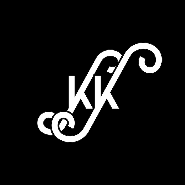 Vetor design de letra de logotipo em fundo preto kk iniciais criativas conceito de letra logotipo kk design de letra kk design de letra branca em fundo preto k k k k logotipo