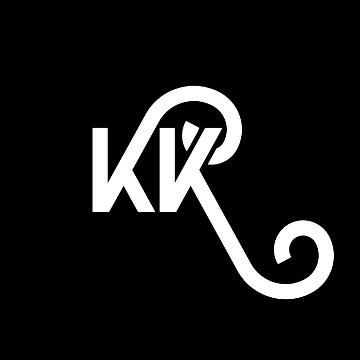 Vetor design de letra de logotipo em fundo preto kk iniciais criativas conceito de letra logotipo kk design de letra kk design de letra branca em fundo preto k k k k logotipo