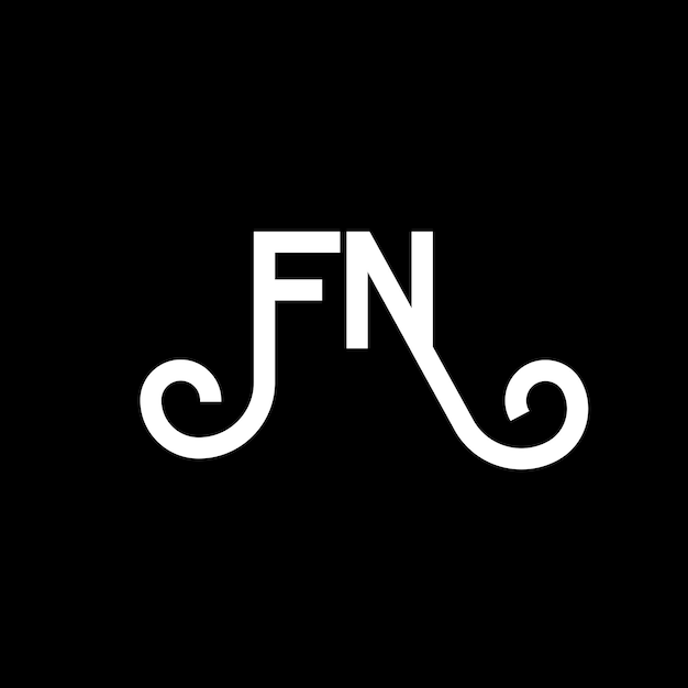 Vetor design de letra fn logotipo em fundo preto fn iniciais criativas conceito de letra logotipo fn design de letra fn design de letra branca em fundo preto f n f n logotipo