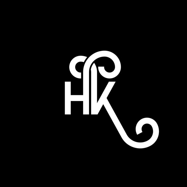 Vetor design de letra hk logotipo em fundo preto hk iniciais criativas conceito de letra logotipo hh design de letra hk design de letra branca em fundo preto h k h k logotipo