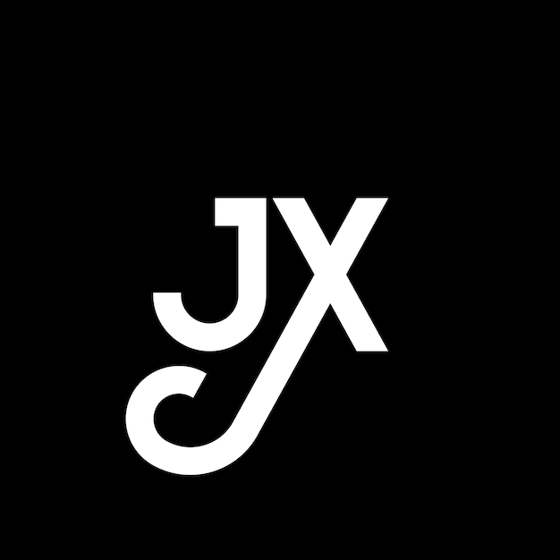 Vetor design de letra jx logotipo em fundo preto jx iniciais criativas conceito de letra logotipo jx letra design jx letra branca design em fundo preto logotipo j x j x