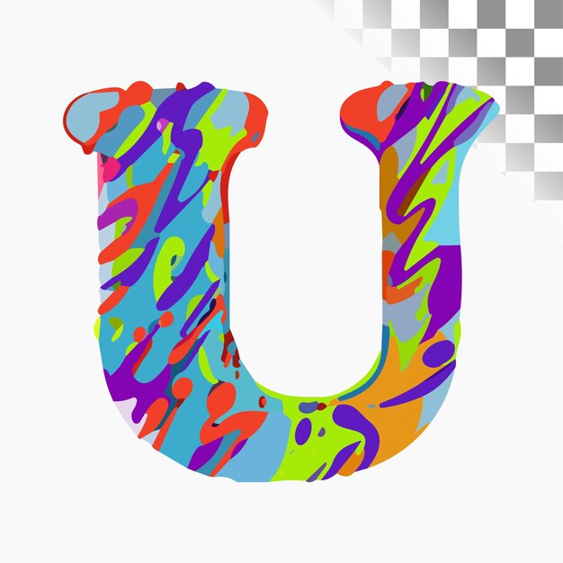 Vetor design de letra u font elegante pintura arco-íris 3d alfabeto