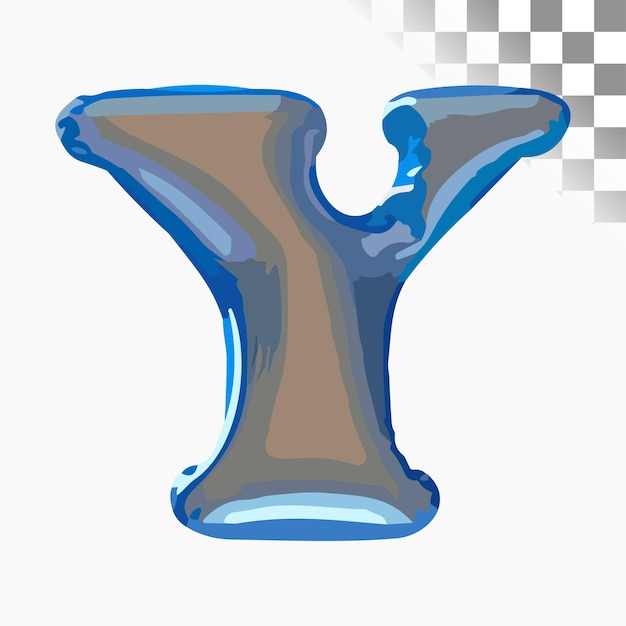 Vetor design de letra y font elegante azul 3d renderizado balão de plástico liso alfabeto